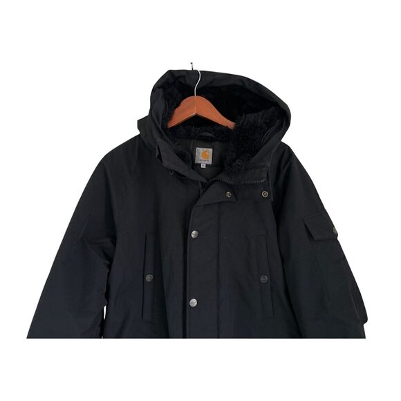 Carhartt ANCHORAGE Parka Black Insulated Waterproof Hooded Parka Jacket Size L - Picture 3 of 13